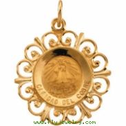 14kt Yellow 18.5 Polished RD CARIDAD DEL COBRE PEND MDL