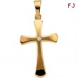 14kt Yellow 21.00X14.00 MM Polished CROSS W/DIAMOND