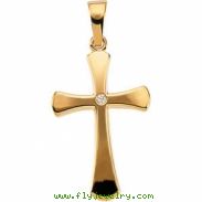 14kt Yellow 21.00X14.00 MM Polished CROSS W/DIAMOND