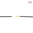 14kt Yellow 24 INCH Polished BLACK LEATHER CHAIN