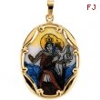 14kt Yellow 25.00X19.50 MM Polished PORCELAIN SCAPULAR PENDANT