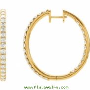 14kt Yellow 3 CTW Pair 3CTW Diamond Inside-Outside Hoop Earrings