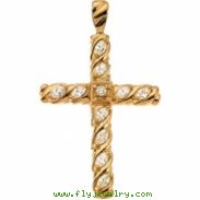 14kt Yellow 3/4 CTW Cross Pendant with Diamond