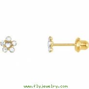 14kt Yellow AUGUST 03.00X03.00 MM Polished FLOWER BIRTHSTONE PIERCING EAR