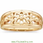 14kt Yellow BAND Polished FASHION BAND W/DECORATIVE PANE