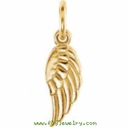 14kt Yellow CHARM Complete No Setting 19.70X05.50 MM Polished POSH MOMMY COLL WING CHRM W/JR