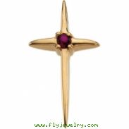 14kt Yellow Complete with Stone Ruby Polished Ruby Cross Pendant