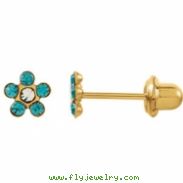 14kt Yellow DECEMBER 03.00X03.00 MM Polished FLOWER BIRTHSTONE PIERCING EAR