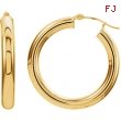 14kt Yellow Earring Complete No Setting 20.00 mm Pair Polished Tube Hoop Earrings