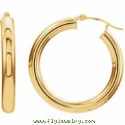 14kt Yellow Earring Complete No Setting 20.00 mm Pair Polished Tube Hoop Earrings