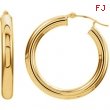 14kt Yellow Earring Complete No Setting 25.00 mm Pair Polished Tube Hoop Earrings