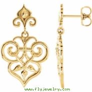 14kt Yellow EARRING Complete No Setting NONE Pair Polished METAL FASHION DANGLE EARRING
