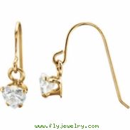 14kt Yellow EARRING Complete with Stone 15.00X04.00 MM ROUND 04.00 MM CUBIC ZIRCONIA Polished YOUTH 