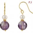 14kt Yellow EARRING Complete with Stone VARIOUS VARIOUS AMETHYST AND PEARL Polished EARRINGS