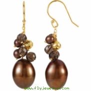 14kt Yellow EARRINGS Complete with Stone VARIOUS VARIOUS SMOKY QUARTZ AND CHOC PEARL Polished EARRIN