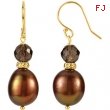 14kt Yellow EARRINGS Complete with Stone VARIOUS VARIOUS SMOKY QUARTZ AND CHOC PEARL Polished EARRIN