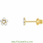 14kt Yellow JANUARY 03.00X03.00 MM Polished FLOWER BIRTHSTONE EARRING