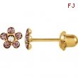 14kt Yellow JUNE 03.00X03.00 MM Polished FLOWER BIRTHSTONE EARRING