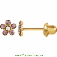 14kt Yellow JUNE 03.00X03.00 MM Polished FLOWER BIRTHSTONE EARRING