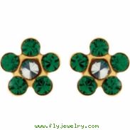 14kt Yellow MAY 03.00X03.00 MM Polished FLOWER BIRTHSTONE EARRING