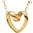 14kt Yellow NECKLACE Complete No Setting 15.00 INCH Polished YOUTH RIBBON HRT PEND W/CHAIN