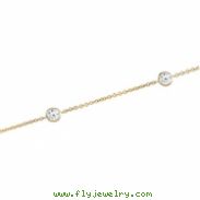 14kt Yellow NECKLACE Complete with Stone 18.00 INCH ROUND 04.00 MM CZ Polished CZ BEZEL STATION NECK