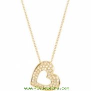 14kt Yellow NECKLACE Complete with Stone ROUND VARIOUS Diamond Polished 1/4CTW DIA HEART NECKLACE