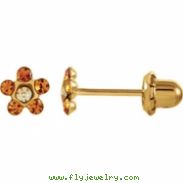 14kt Yellow NOVEMBER 03.00X03.00 MM Polished FLOWER BIRTHSTONE EARRING