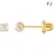 14kt Yellow PAIR 03.00 MM Polished SIM CREAM PEARL EARRING