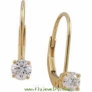 14kt Yellow PAIR 04.00 MM Polished DIAMOND LEVER BACK EARRING