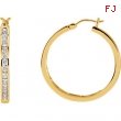 14kt Yellow PAIR 1 CT TW Polished DIAMOND HOOP EARRING