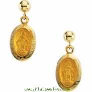 14kt Yellow PAIR 12.00X09.00 MM Polished MIRACULOUS BALL DANGLE EARRING