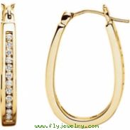 14kt Yellow PAIR 1/4 CT TW Polished DIAMOND HOOP EARRING