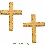 14kt Yellow PAIR 13.00X09.00 MM Polished CROSS EARRING