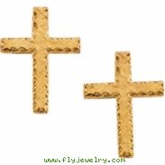 14kt Yellow PAIR 13.00X09.00 MM Polished CROSS EARRING