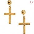 14kt Yellow PAIR 13.00X10.00 MM Polished CROSS BALL DANGLE EARRING