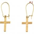 14kt Yellow PAIR 13.00X10.00 MM Polished EARWIRE W/CROSS