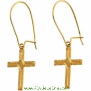 14kt Yellow PAIR 13.00X10.00 MM Polished EARWIRE W/CROSS