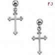 14kt Yellow PAIR 14.00X09.00 MM Polished CROSS BALL DANGLE EARRING