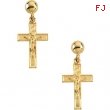 14kt Yellow PAIR 14.00X09.00 MM Polished CRUCIFIX BALL DANGLE EARRING