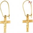 14kt Yellow PAIR 14.00X09.00 MM Polished EARWIRE W/CRUCIFIX