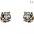 14kt Yellow PAIR Polished YOUTH DIAMOND EARRING