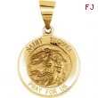 14kt Yellow Pendant Complete No Setting 14.75 MM Polished ROUND HOLLOW ST. MICHAEL MEDAL