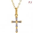 14kt Yellow Pendant Complete with Stone TAPERED BAGUETTE 03.00X01.50 MM CUBIC ZIRCONIA Polished CROS