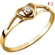 14kt Yellow Ring Complete with Stone 03.00 HEART 02.00 MM CZ Polished YOUTH HEART CZ RING WITH PKG