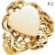 14kt Yellow RING Polished HEART SIGNET W/FILIGREE DESIGN