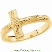 14kt Yellow SIZE 08.00/LADIES Polished CRUCIFIX CHASTITY RING W/BOX