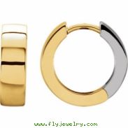 14kt Yellow/White 14.50 mm PAIR Polished TWO TONE HINGED EARRING
