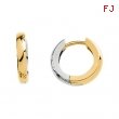 14kt Yellow/White PAIR 14.00 MM Polished TWO TONE HINGED EARRING