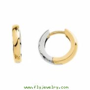 14kt Yellow/White PAIR 14.00 MM Polished TWO TONE HINGED EARRING